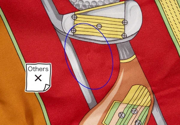 ロエべLOEWE ゴルフ総柄シルクスカーフ オレンジ赤 K-111271_010