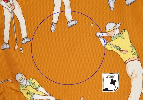 ロエべLOEWE ゴルフ総柄シルクスカーフ オレンジ赤 K-111271_008