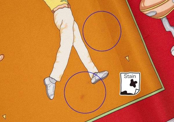 ロエべLOEWE ゴルフ総柄シルクスカーフ オレンジ赤 K-111271_009