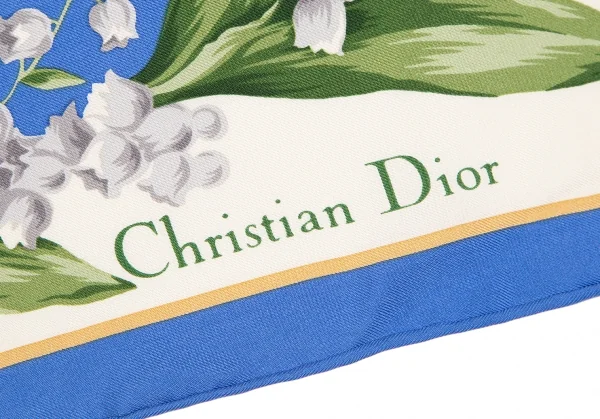 クリスチャンディオールChristian Dior フローラル総柄スカーフ 青 K-111272_014