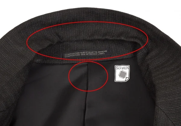 ヨウジヤマモト プールオムYohji Yamamoto POUR HOMME サスペンダー装飾ピンストライプダブルジャケット チャコールS K-111275_004