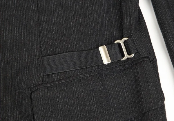ヨウジヤマモト プールオムYohji Yamamoto POUR HOMME サスペンダー装飾ピンストライプダブルジャケット チャコールS K-111275_008