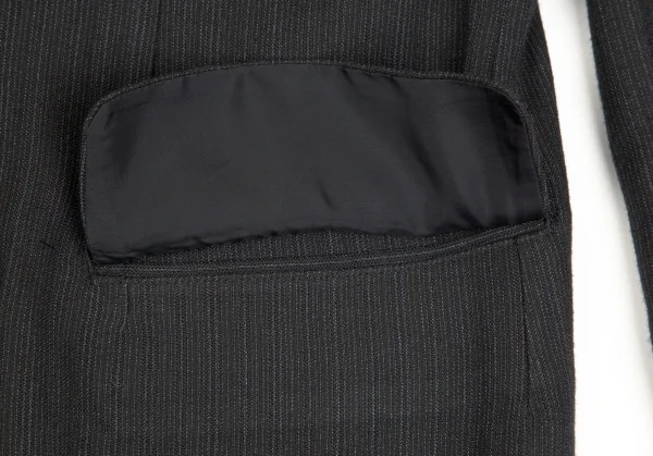 ヨウジヤマモト プールオムYohji Yamamoto POUR HOMME サスペンダー装飾ピンストライプダブルジャケット チャコールS K-111275_009