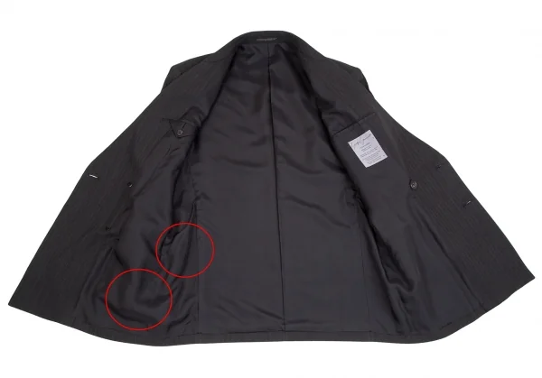ヨウジヤマモト プールオムYohji Yamamoto POUR HOMME サスペンダー装飾ピンストライプダブルジャケット チャコールS K-111275_010