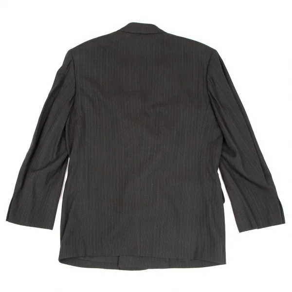 ヨウジヤマモト プールオムYohji Yamamoto POUR HOMME サスペンダー装飾ピンストライプダブルジャケット チャコールS K-111275_013