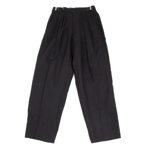 ヨウジヤマモト プールオムYohji Yamamoto POUR HOMME ネップシルクサスペンダー装飾パンツ 黒S K-111279_001