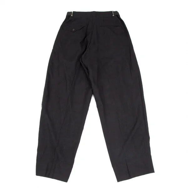 ヨウジヤマモト プールオムYohji Yamamoto POUR HOMME ネップシルクサスペンダー装飾パンツ 黒S K-111279_010