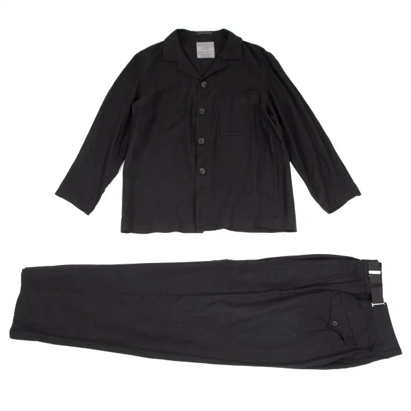 ヨウジヤマモト プールオムYohji Yamamoto POUR HOMME ネップシルクサスペンダー装飾パンツ 黒S K-111279_015