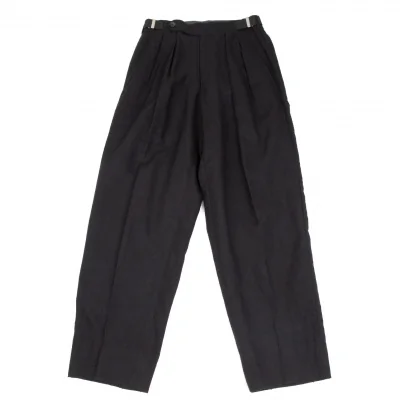 ヨウジヤマモト プールオムYohji Yamamoto POUR HOMME ネップシルクサスペンダー装飾パンツ 黒