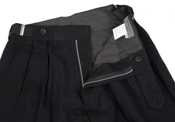ヨウジヤマモト プールオムYohji Yamamoto POUR HOMME ネップシルクサスペンダー装飾パンツ 黒S K-111279_004