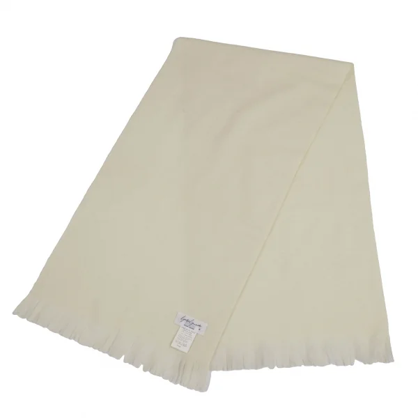 Yohji Yamamoto POUR HOMME Fringe Wool Stole Ivory  K-111312_001