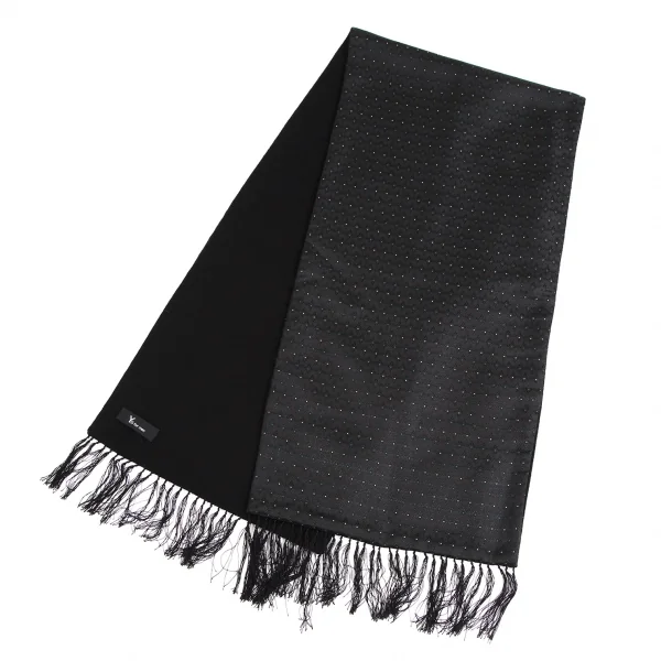 ワイズフォーメンY's for men ダイヤチェック織りフリンジストール 黒 K-111314_001