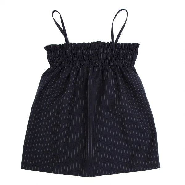 ビームスボーイBEAMS BOY ポリウールギャザーストライプキャミソール 紺F K-111344_002
