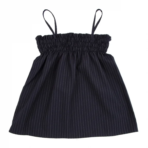ビームスボーイBEAMS BOY ポリウールギャザーストライプキャミソール 紺F K-111344_008