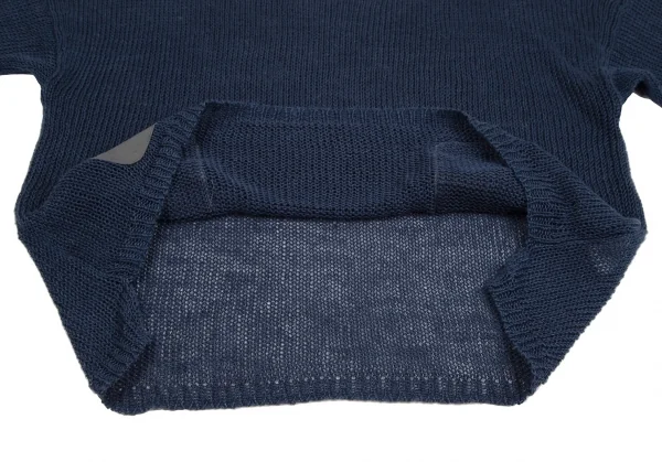 ラピスルーチェビームス LAPIS LUCE BEAMS フェイクレザーポケット切替メッシュ半袖ニットセーター 青M位 K-111348_010