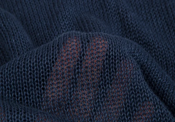 ラピスルーチェビームス LAPIS LUCE BEAMS フェイクレザーポケット切替メッシュ半袖ニットセーター 青M位 K-111348_013