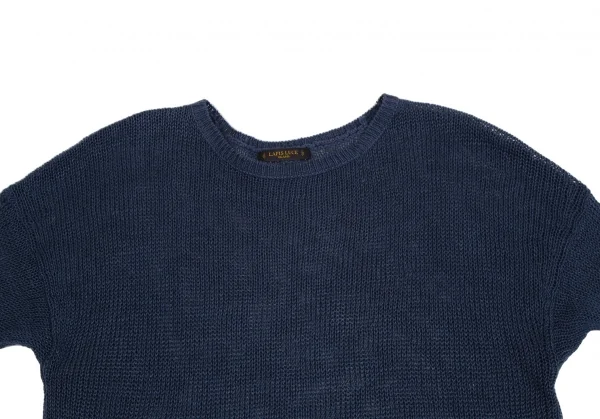 ラピスルーチェビームス LAPIS LUCE BEAMS フェイクレザーポケット切替メッシュ半袖ニットセーター 青M位 K-111348_003