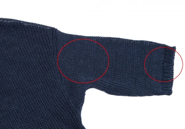 ラピスルーチェビームス LAPIS LUCE BEAMS フェイクレザーポケット切替メッシュ半袖ニットセーター 青M位 K-111348_005