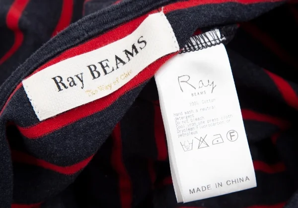 レイビームスRay Beams 袖フリルボーダーカットソー 紺赤M位 K-111349_010
