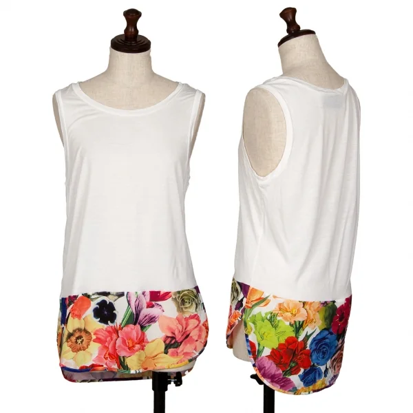 ポールスミスPaul Smith 裾花柄切替タンクトップ 白マルチM K-111355_001