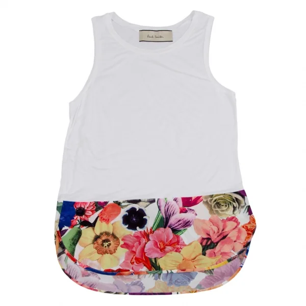ポールスミスPaul Smith 裾花柄切替タンクトップ 白マルチM K-111355_002