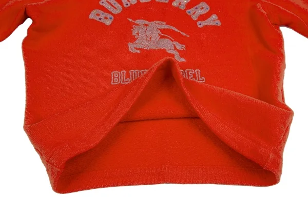 バーバリー ブルーレーベルBURBERRY BLUE LABEL グリッターカレッジロゴプリント7分袖スウェット オレンジM K-111356_012