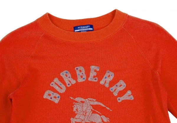 バーバリー ブルーレーベルBURBERRY BLUE LABEL グリッターカレッジロゴプリント7分袖スウェット オレンジM K-111356_003