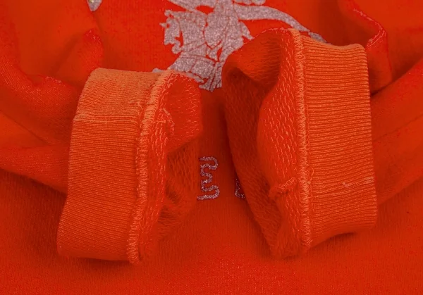 バーバリー ブルーレーベルBURBERRY BLUE LABEL グリッターカレッジロゴプリント7分袖スウェット オレンジM K-111356_007