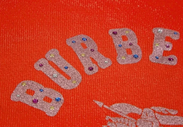 バーバリー ブルーレーベルBURBERRY BLUE LABEL グリッターカレッジロゴプリント7分袖スウェット オレンジM K-111356_009