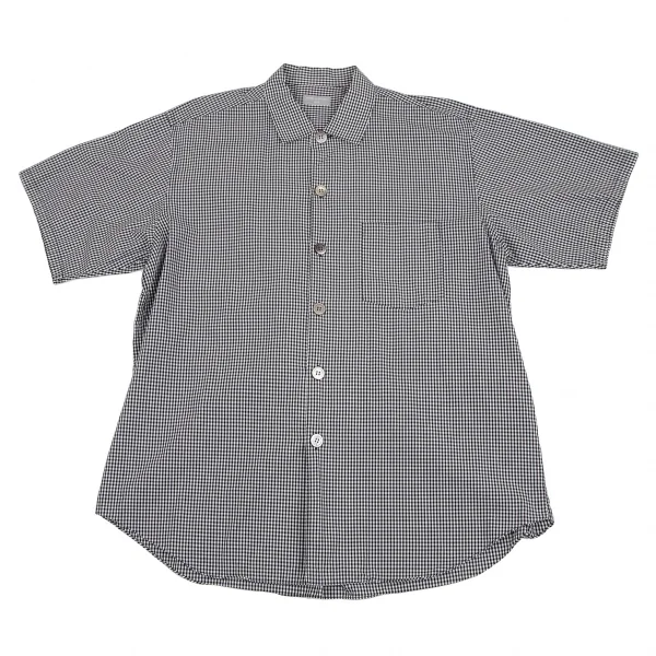 コムデギャルソン オムCOMME des GARCONS HOMME ギンガムチェックデカボタン半袖シャツ 黒白M位 K-111357_001