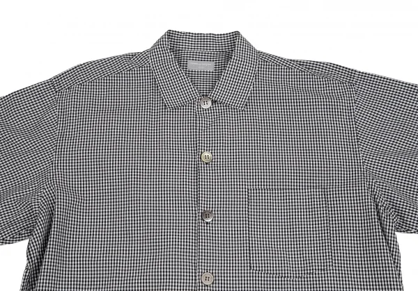コムデギャルソン オムCOMME des GARCONS HOMME ギンガムチェックデカボタン半袖シャツ 黒白M位 K-111357_002