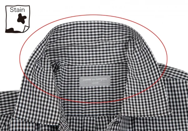 コムデギャルソン オムCOMME des GARCONS HOMME ギンガムチェックデカボタン半袖シャツ 黒白M位 K-111357_004