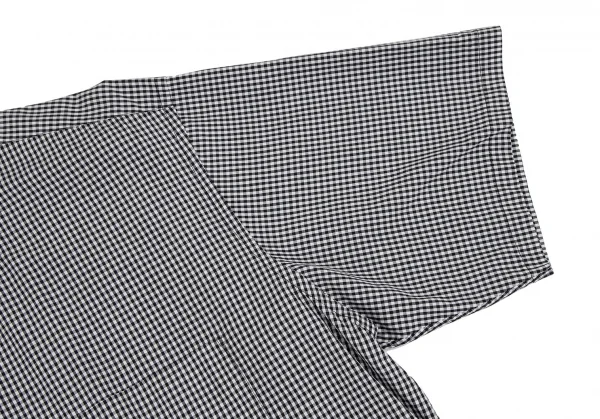 コムデギャルソン オムCOMME des GARCONS HOMME ギンガムチェックデカボタン半袖シャツ 黒白M位 K-111357_007