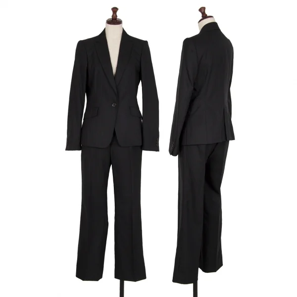 ユナイテッドアローズUNITED ARROWS ウールストライプ織りストレートパンツ 黒38 K-111374_012