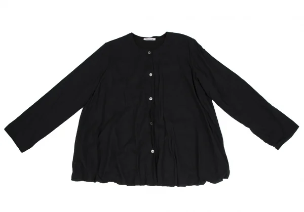 ワイズフォーリビングY's for living コットンラウンドカラーダブルフェイスシャツ 黒M位 K-111378_002