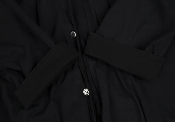 ワイズフォーリビングY's for living コットンラウンドカラーダブルフェイスシャツ 黒M位 K-111378_009