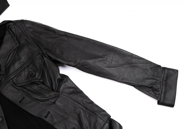 ヨウジヤマモト ファムYohji Yamamoto FEMME ラムレザードッキングダブルジップジャケット 黒1 K-111380_010