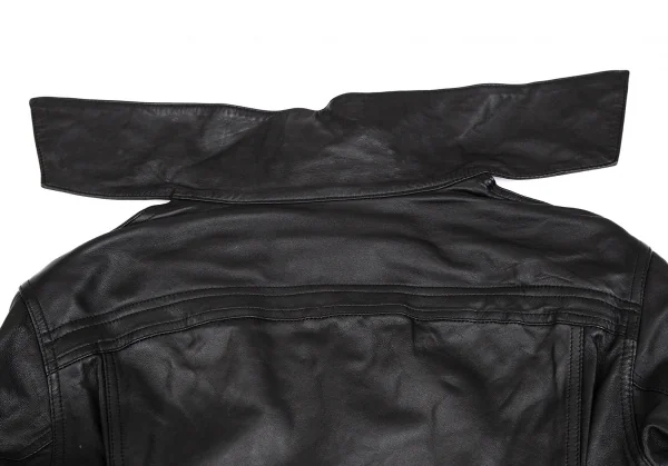 ヨウジヤマモト ファムYohji Yamamoto FEMME ラムレザードッキングダブルジップジャケット 黒1 K-111380_014