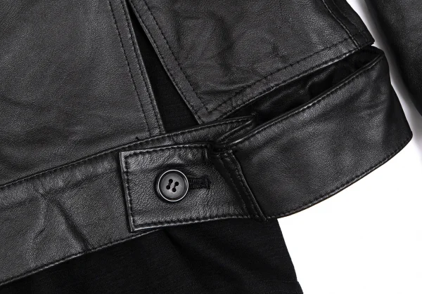 ヨウジヤマモト ファムYohji Yamamoto FEMME ラムレザードッキングダブルジップジャケット 黒1 K-111380_016