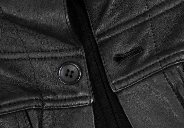 ヨウジヤマモト ファムYohji Yamamoto FEMME ラムレザードッキングダブルジップジャケット 黒1 K-111380_007