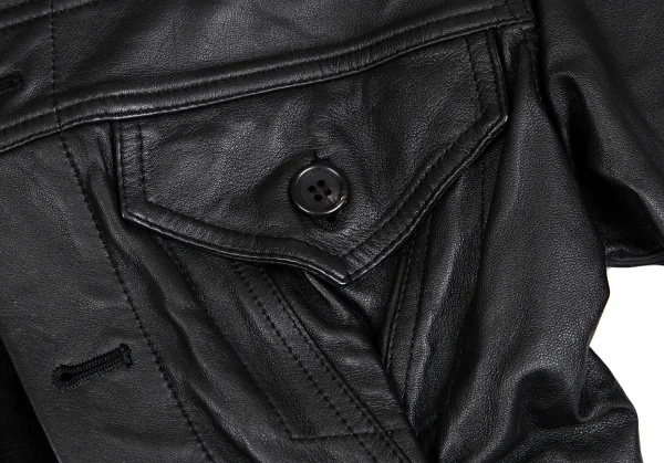 ヨウジヤマモト ファムYohji Yamamoto FEMME ラムレザードッキングダブルジップジャケット 黒1 K-111380_008