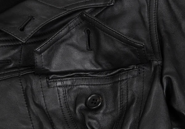 ヨウジヤマモト ファムYohji Yamamoto FEMME ラムレザードッキングダブルジップジャケット 黒1 K-111380_009