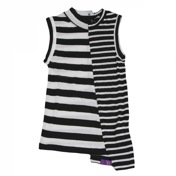 タケシコウサカバイ ワイズ ピンクレーベルTAKESHI KOSAKA by Y's Pink Label  切替テンセルボーダーノースリーブ 黒白1 K-111391_003