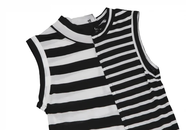 タケシコウサカバイ ワイズ ピンクレーベルTAKESHI KOSAKA by Y's Pink Label  切替テンセルボーダーノースリーブ 黒白1 K-111391_004