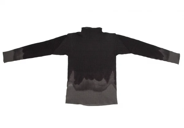 イッセイミヤケ ホワイトレーベルISSEY MIYAKE WHITELABEL ハイネックグラデーションボックスプリーツカットソー 黒グレー2 K-111402_010