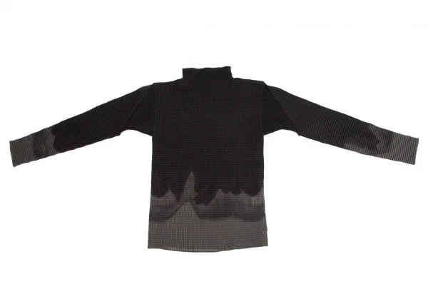 イッセイミヤケ ホワイトレーベルISSEY MIYAKE WHITELABEL ハイネックグラデーションボックスプリーツカットソー 黒グレー2 K-111402_002