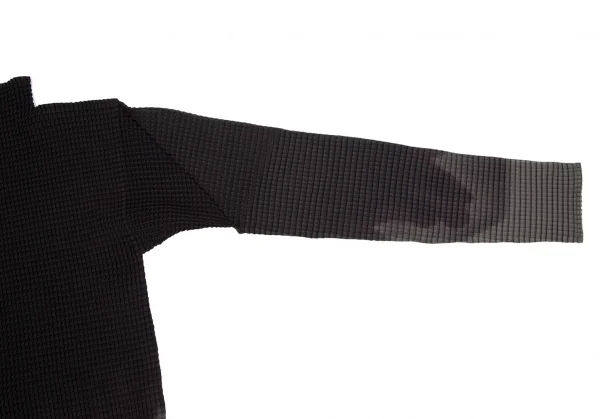 イッセイミヤケ ホワイトレーベルISSEY MIYAKE WHITELABEL ハイネックグラデーションボックスプリーツカットソー 黒グレー2 K-111402_006