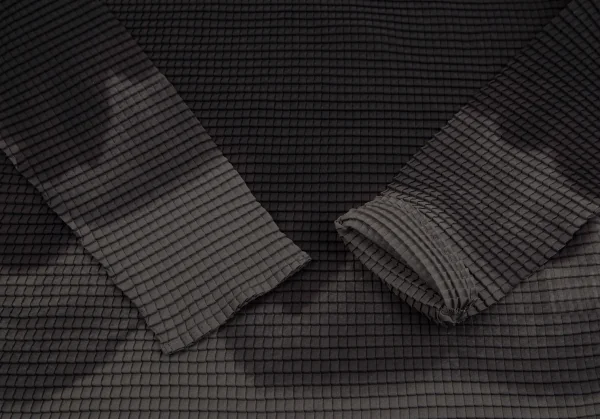 イッセイミヤケ ホワイトレーベルISSEY MIYAKE WHITELABEL ハイネックグラデーションボックスプリーツカットソー 黒グレー2 K-111402_007