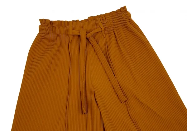 イッセイミヤケ ミーISSEY MIYAKE me ウエストドローコードファインニットプリーツワイドパンツ 茶F K-111440_002