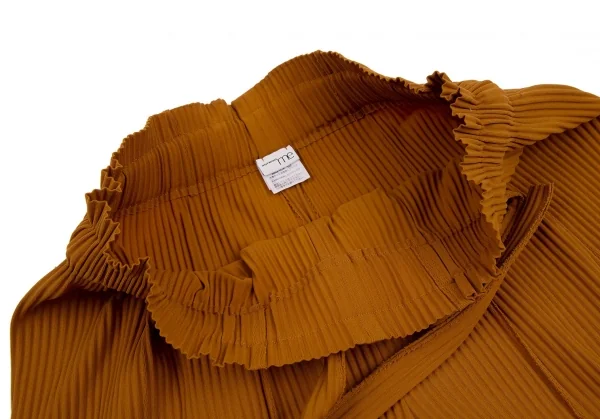 イッセイミヤケ ミーISSEY MIYAKE me ウエストドローコードファインニットプリーツワイドパンツ 茶F K-111440_005